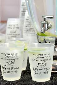 Wedding Drink Station Idea Use Reusable Plastic Cups Personalized With A Special Message From The New Wedding Plastic Cups Wedding Drink Station Wedding Cups