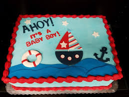 Ahoy Its A Boy Cake Baby Shower Sheet Cakes Nautical Baby Shower Cake Baby Shower Cakes For Boys