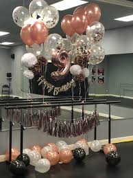 Rose Gold Black And White Birthday Decor In 2020 Rose Gold Party Decor Rose Gold Party Theme Black Party Decorations