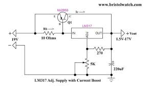 Lm317 Current Boost Circuit Electrical Circuit Diagram Circuit Diagram Electronics Circuit