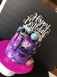 Birthday Cake With Cake Pops On Top Hidden Gem Cakes Galaxy Themed Drip Cake Cake Pops On Top Gem Cake Galaxy Cake Drip Cakes
