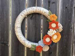 Fall Felt Flower Yarn Wreath