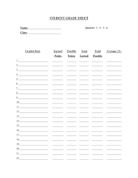 Printable Grade Sheet Template Student Grade Sheet Doc Student Grade Sheet Student Information Student Information Sheet