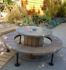 Wire Spool Re Purposed Into Child Size Picnic Table We Have 2 Of These Spools At The Lake Always Th In 2020 Spool Furniture Cable Spool Furniture Wooden Spool Tables