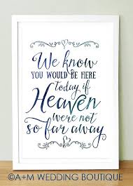 Wedding Sign Signage Instant Printable We Know You D Be Here Today If Heaven Weren T So Far Away Wedding Signs Diy Large Wedding Signs Wedding Signs