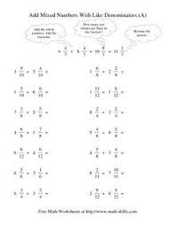 Adding Mixed Fractions Like Denominators Renaming No Reducing A Fractions Worksheets Adding Mixed Fractions Fractions