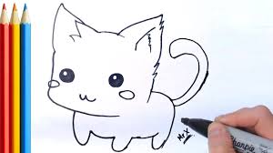 According to the primary contours circle the body and head of the cat. How To Draw Cute Square Faced Cat Kitten Super Easy Step By Step Tutorial Youtube
