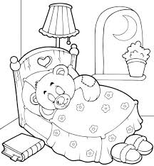 Coloring pages have a great effect on the kid's development. Teddy Bear Sleeping In The Beatiful Bedroom Coloring Page Teddy Bear Coloring Pages Bear Coloring Pages Coloring Books