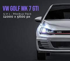 Volkswagen Golf Mk7 Gti All Sides Mockup Template Psd Volkswagen Volkswagen Golf Templates