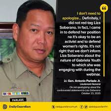Angel locsin has met with military official antonio parlade jr. Daily Guardian No Apologies From Parlade For Facebook