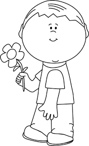 Black And White Boy Head Clipart Black And White Boy Holding A Flower Flower Clipart Clip Art Flower Images