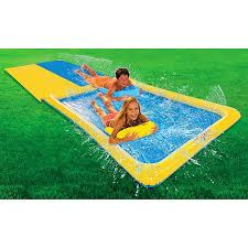 My main advice is to keep the plastic wet while you have it on the grass to keep it cooler. Wham O Hydroslide Double Slip N Slide Walmart Com Walmart Com