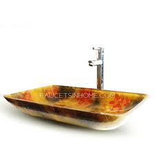 It has a scratch and stain resistant surface that makes it retain its original structure and brilliance after long periods of usage. Gold Rectangle Glass Bathroom Sinks Floral Single Bowl