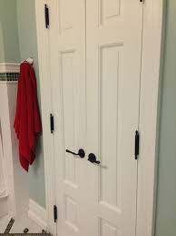 Is this just a linen closet, i would just put some nice shelves in there and stack towels, nice bottles of soap, shampoo etc and leave it open it looks like a tiny bathroom whay add any door at all. Create A New Look For Your Room With These Closet Door Ideas Bathroom Closet Door Ideas Bathroom Closet Small French Doors