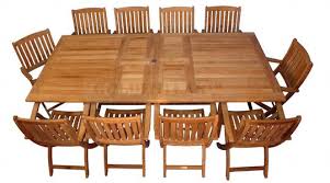 Easy to fold and store; Teak Outdoor Dining Set For 10 Tuscan Rectangular Table 10 Folding Chairs