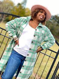 Pink And Green Plaid Flannel Shacket Believe Accessories Inc