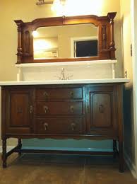 Antique Bathroom Vanity Re Purposed From An Oak Sideboard Originally The Mirror Sat Dir Antique Bathroom Vanity Brown Bathroom Decor Small Bathroom Furniture