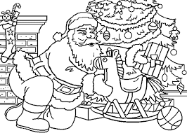 La hotte est orange et les jouets sont roses, verts, bleus, jaunes et rouges. Dessin A Colorier A Imprimer Pere Noel Dibujos Para A Colorear