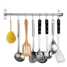 With options made from stainless steel and other durable materials, a wall mounted pot rack is sure to become an essential staple in your kitchen. Kitchen Utensil Rack Wall Mounted Hanger Space Saver Stainless Steel Rack Rail Storage Organizer Kitchen Tools For Hanging Knives Spoon Pot And Pan With 8 Removable S Hooks 20 Inches 50cm 8 Hooks Buy Online