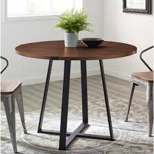 Walker Edison Furniture Company 40 In Rustic Round Dark Walnut Black Dining Table Hdw40rdwradw Dining Table Black Dining Table Traditional Dining Room Table