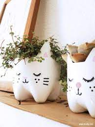 Making a plastic bottle planter can be a lot more stylish than it sounds. Plastic Bottle Crafts Kitty Plant Pots Fun Crafts Kids