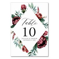 Watercolor Red Roses Purple Floral Frame Wedding Table Number Zazzle Com In 2020 Wedding Table Numbers Wedding Table Number Cards Card Table Wedding