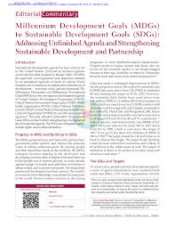 Pdf Millennium Development Goals Mdgs To Sustainable Development Goals Sdgs Addressing Unfinished Agenda And Strengthening Sustainable Development And Partnership