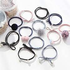 12pcslot Women Pearl Ball Hair Bands Cute Elastic Hair Rubber Set For Lady Girls Ponytail Holder He Hair Rubber Bands Hair Accessories Pearl Hair Band For Girl