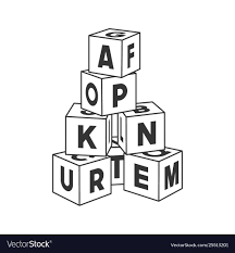 Outline Block Building Tower With Letters Vector Image On Vectorstock Baby Illustration Text Set Tooth Outline