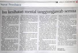 Kesehatan mental adalah satu kondisi dimana perkembangan fisik, intelektual dan emosional seseorang tumbuh, berkembang dan matang dalam hidupnya, menerima tanggung jawab, menemukan penyesuaian, memelihara aturan sosial dan tindakan dalam budayanya. Isu Kesihatan Mental Tanggungjawab Semua