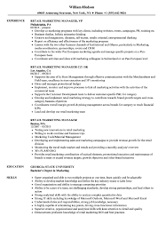 retail marketing manager resume samples