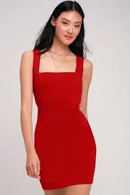 Hot Red Party Dresses For Women Look Fiery And Fab In A Little Red Dress Sizzling Styles At Great Prices With Images Bodycon Dress Neck Bodycon Dress Red Bodycon Dress