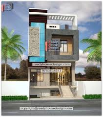 Maybe you would like to learn more about one of these? 20 55 Ft Indian House Front Elevation Design Double Story Plan White Blue And Grey Color Parapet Walls Front Elevation Designs House Front House Front Design