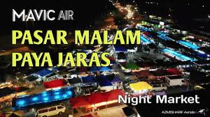 Atmosphere at @2504215679649272:274:pasar raya ikhwan sungai buloh in pkp season. Drone Pasar Malam Paya Jaras Night Market Sg Buloh Youtube