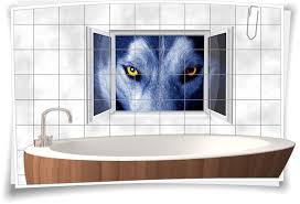 Geben sie jetzt die erste bewertung ab! Fliesenaufkleber Fliesenbild Fenster Wolf Augen Bad Wc Fliesen Deko Medianlux Shop