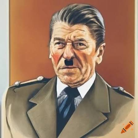Satirical fusion of Hitler and Reagan in art on Craiyon