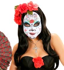 Déguisement dia de los muertos femme luxe. Masque En Tissu Imprime Dia De Los Muertos Femme Masque Rue De La Fete