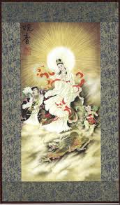 Chinese Miniature Art Handmade Silk Rice Paper Bodhisattva Watercolor Painting