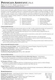 Physician Assistant Resume Examples Medical Assistant Resume Physician Assistant Student Resume Examples