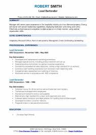 Lead Bartender Resume Samples Qwikresume