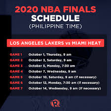 Here is the schedule for every game, plus the results of past games and series, all in one place. Schedule 2020 Nba Finals Philippine Time