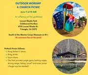 Outdoor worship and church picnic