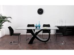 table a manger etreinte en mdf et verre trempe noir table a manger mobilier de salle a manger table salle a manger