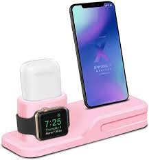They also charge other related devices such as ipad or iphone. Amazon Com Lewote 3in1 Silicone Charging Stand Dock Compatible For Apple Watch Airpods Iwatch Iphone X 8 7 6 Plus Gift A Airpods Case Pink