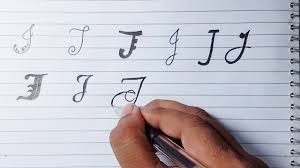 After you draw the end of the semicircle or the crest of the j draw a fairly straight line that is angled just slightly down and to the left, following it back to the original point you drew and down aways. How To Design Letter J In Different Ways All About English Youtube