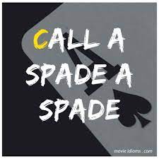 A person who calls a spade a spade is one speaks frankly and makes little or no attempt to conceal their opinions or to spare the feelings of their audience. Call A Spade A Spade Idiom In 2021 Idioms Idiom Examples Idiomatic Expressions