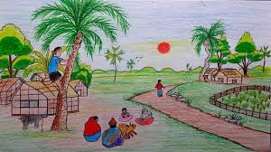 How To Draw A Beautiful Winter Season Village Scenery Step By Step Youtube Winter Garden Winter Scenery Garden Drawing