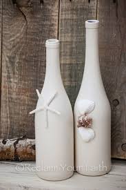 Wine Bottle Crafts What A Great Idea Using Stone Textured Spray Paint Could Use As Candle Holders Or A Vas Wine Bottle Decor Bottle Crafts Wine Bottle Crafts