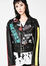 Graffiti Vegan Leather Jacket Dolls Kill