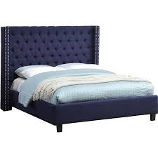Customizable headboard heights & storage. Meridian Beds Ashton Linen King Bed Navy King From In Style Furniture